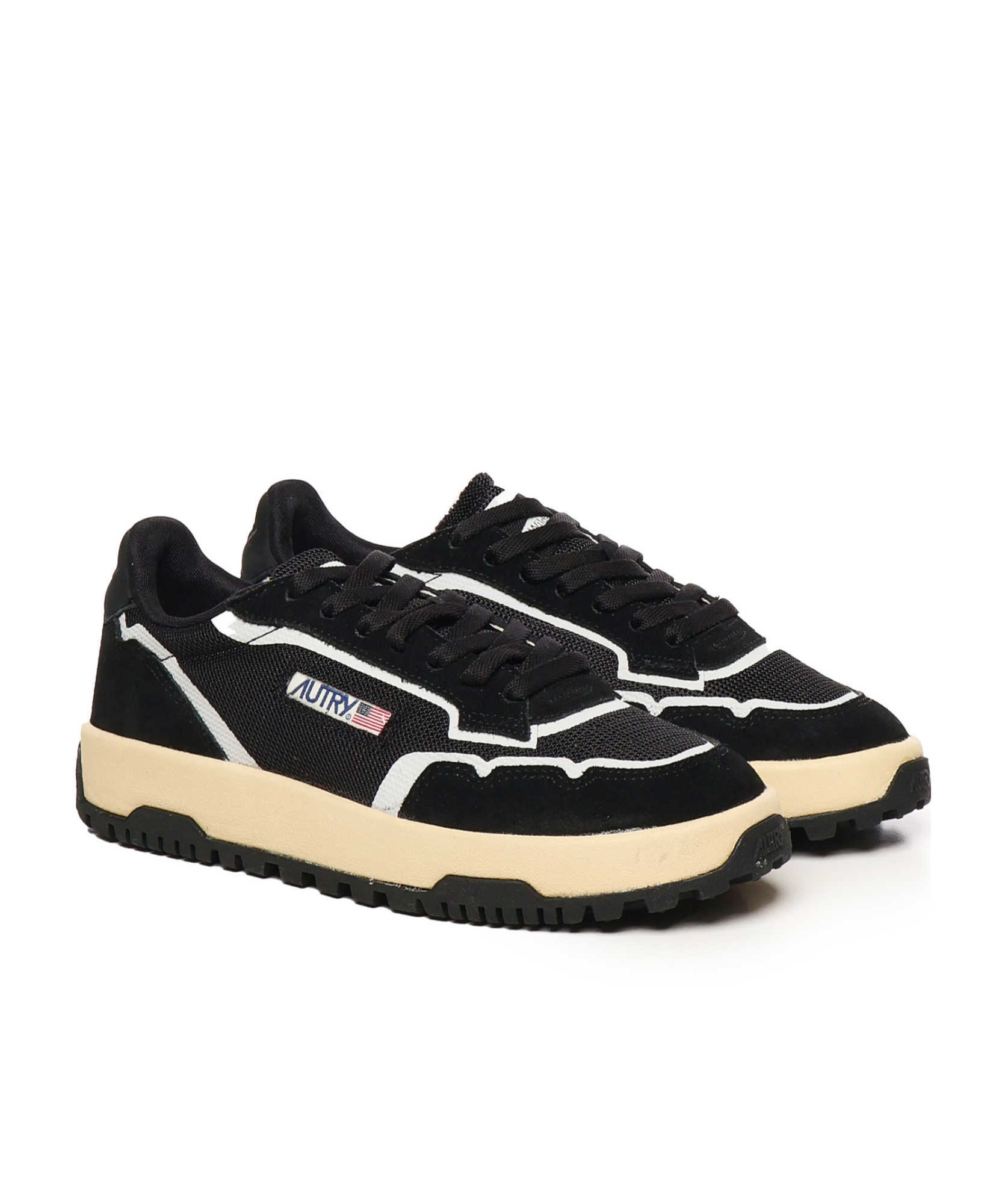 Autry Wildpace Nubuck And Rubber-trimmed Suede And Mesh Sneakers In Black
