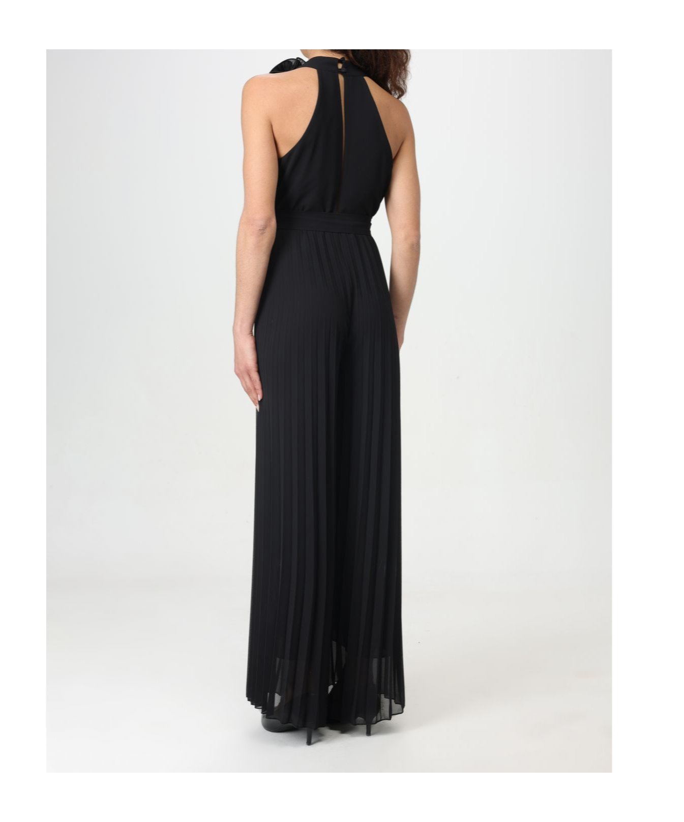 Kaos Crossover Neckline Pleated Jumpsuit In Black