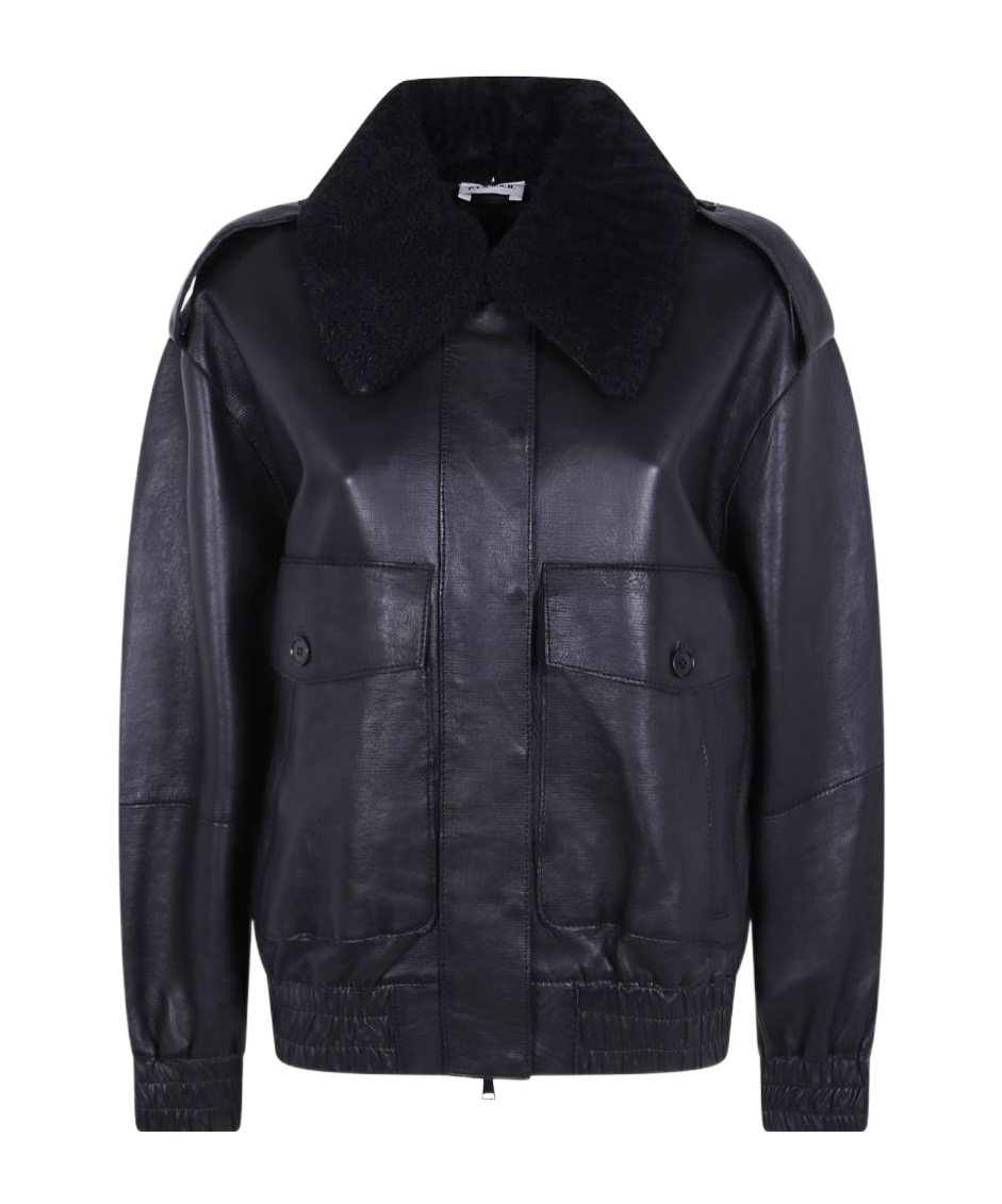 P.a.r.o.s.h Long-sleeve Leather Jacket In Black