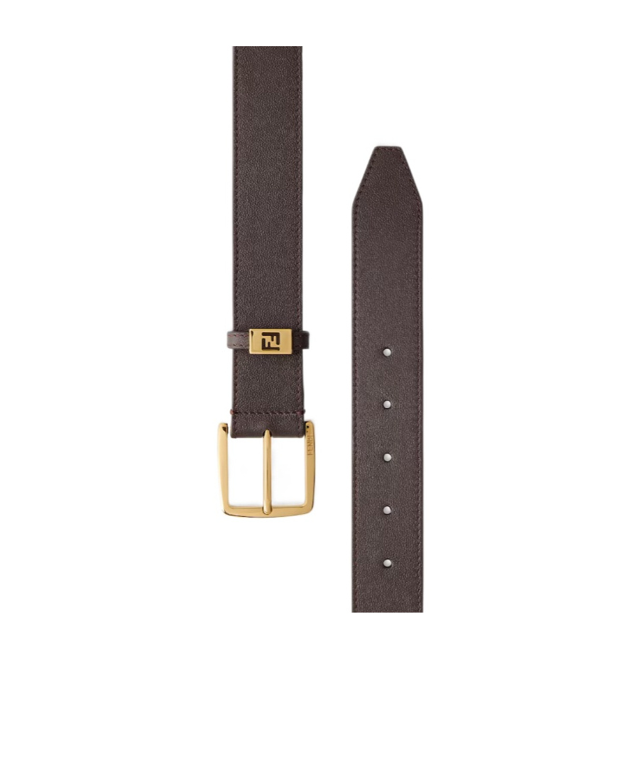 Fendi Adjustable Leather Belt Gold-tone Buckle In Black