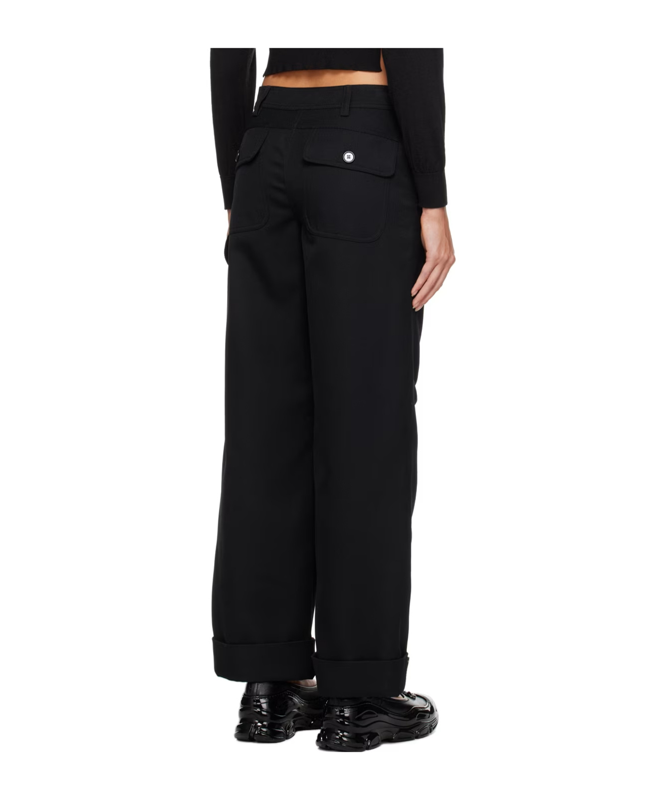 Simone Rocha Virgin Wool-blend Wide-leg Trousers In Black