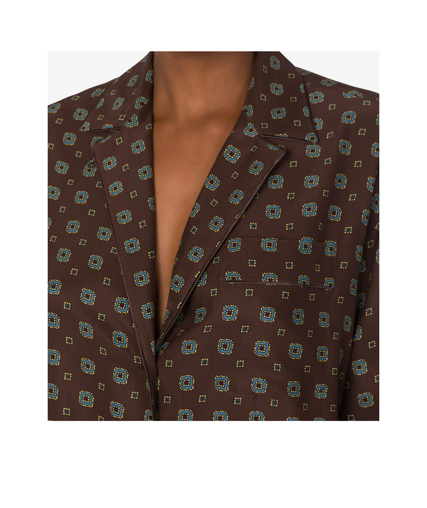 Moschino Couture Printed Silk Shirt In Brown