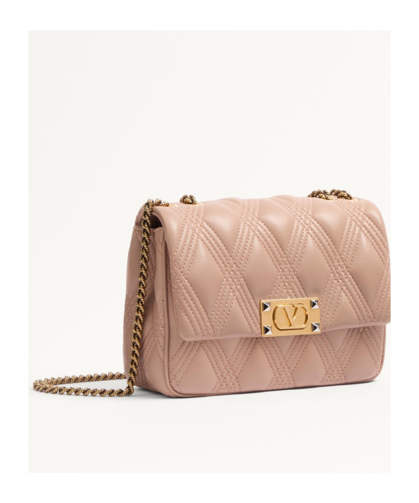 Valentino Medium Lambskin Quilty Shoulder Bag In Pink