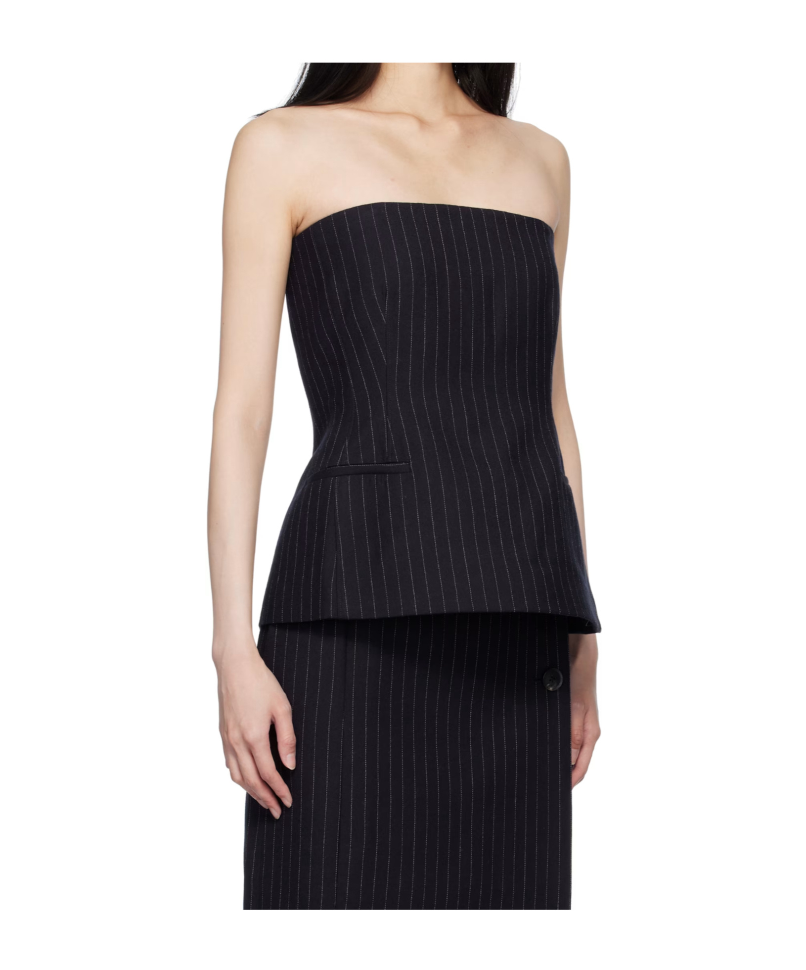 Co Navy Tailored Bustier Top In Blue