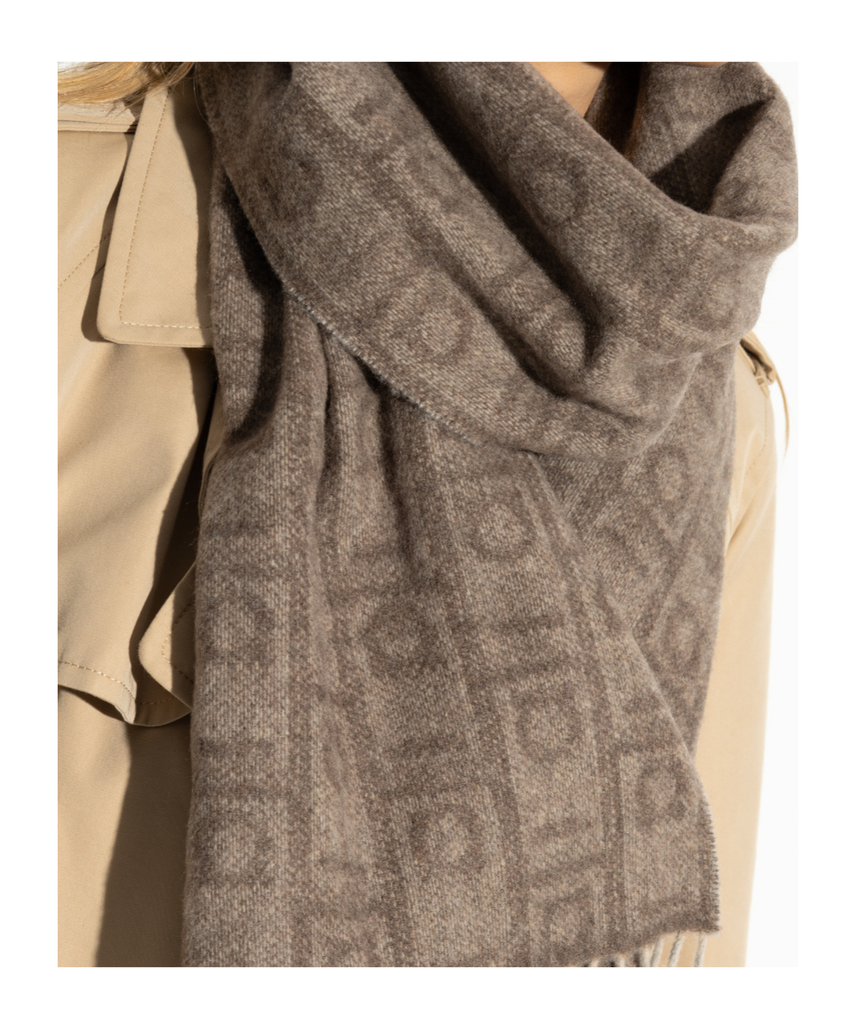 Ferragamo Letter Pattern Scarf In Brown