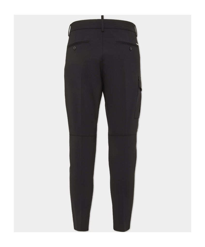 Dsquared2 Tapered Cotton Cargo Trousers In Black