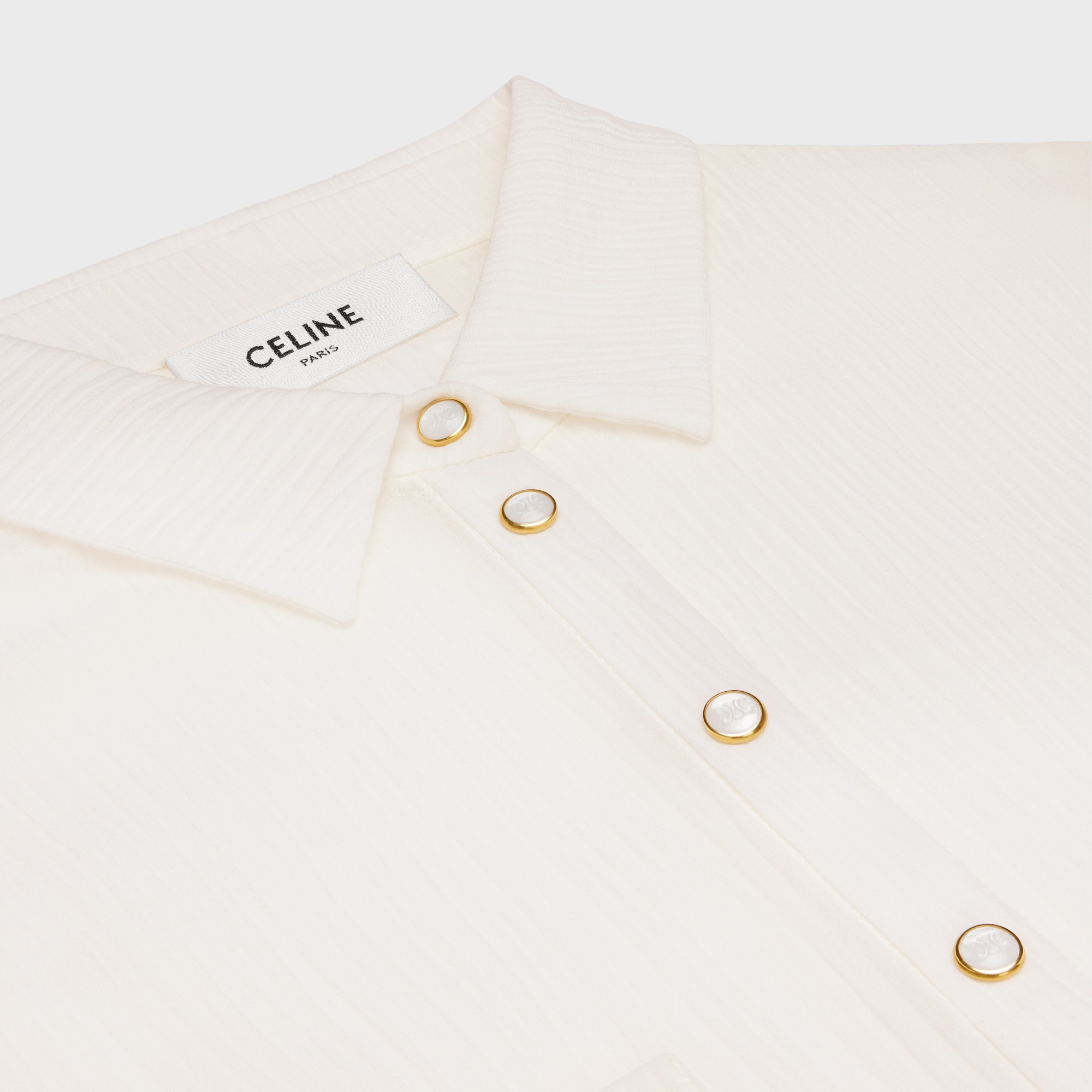 Celine Long Shirt Dress In Cotton Silk Crepon
