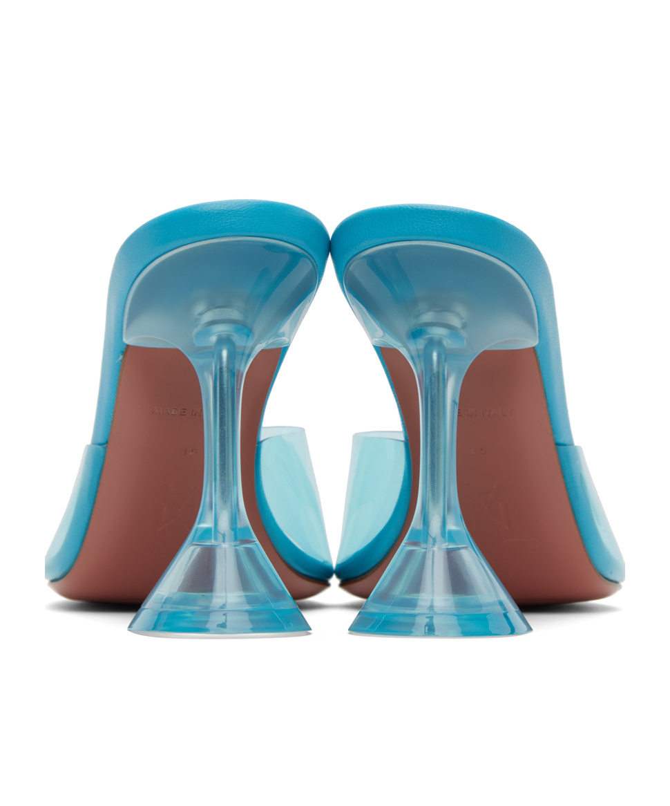 Amina Muaddi Blue Lupita Glass 95 Slipper Heeled Sandals In Blue