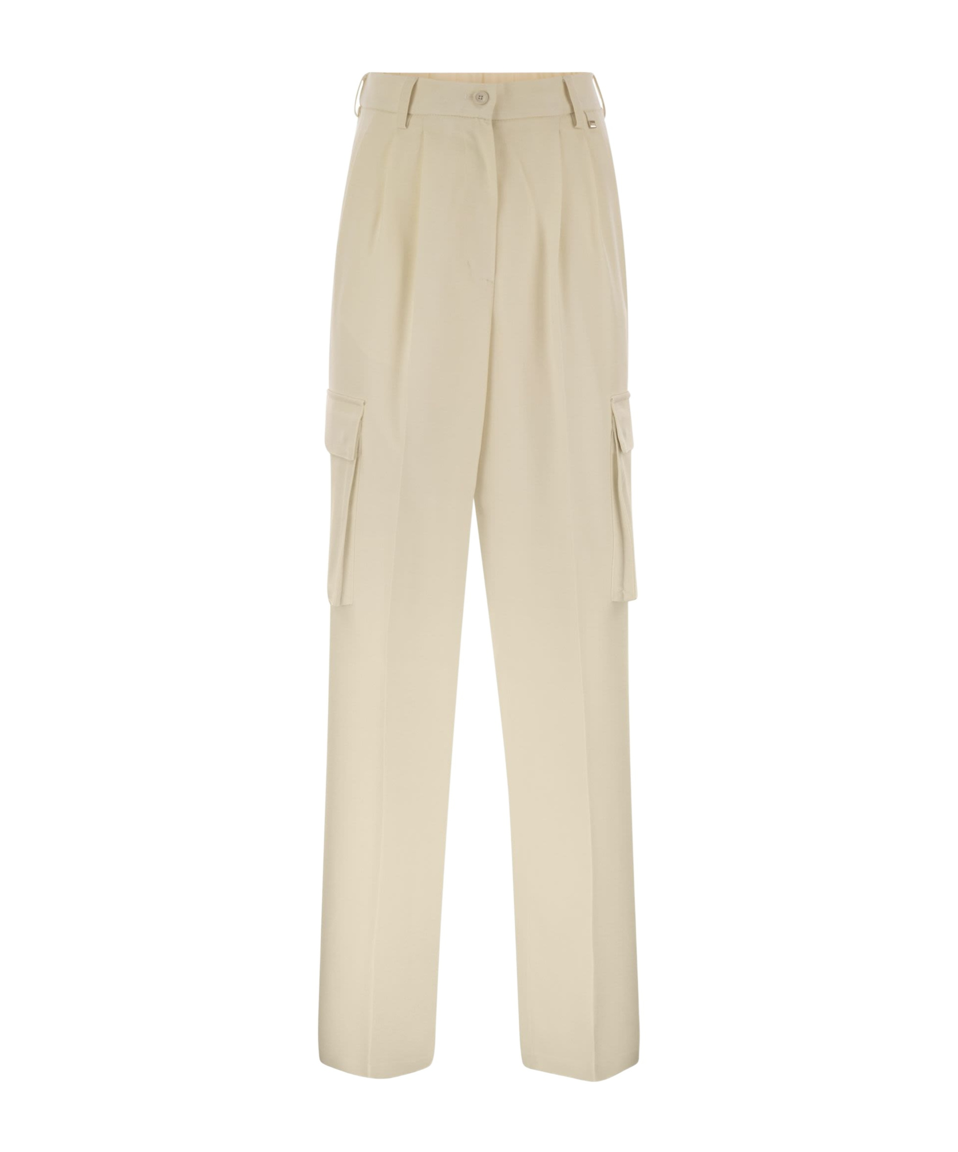 Herno Cargo Trousers In Wool And Viscose Blend In Brown