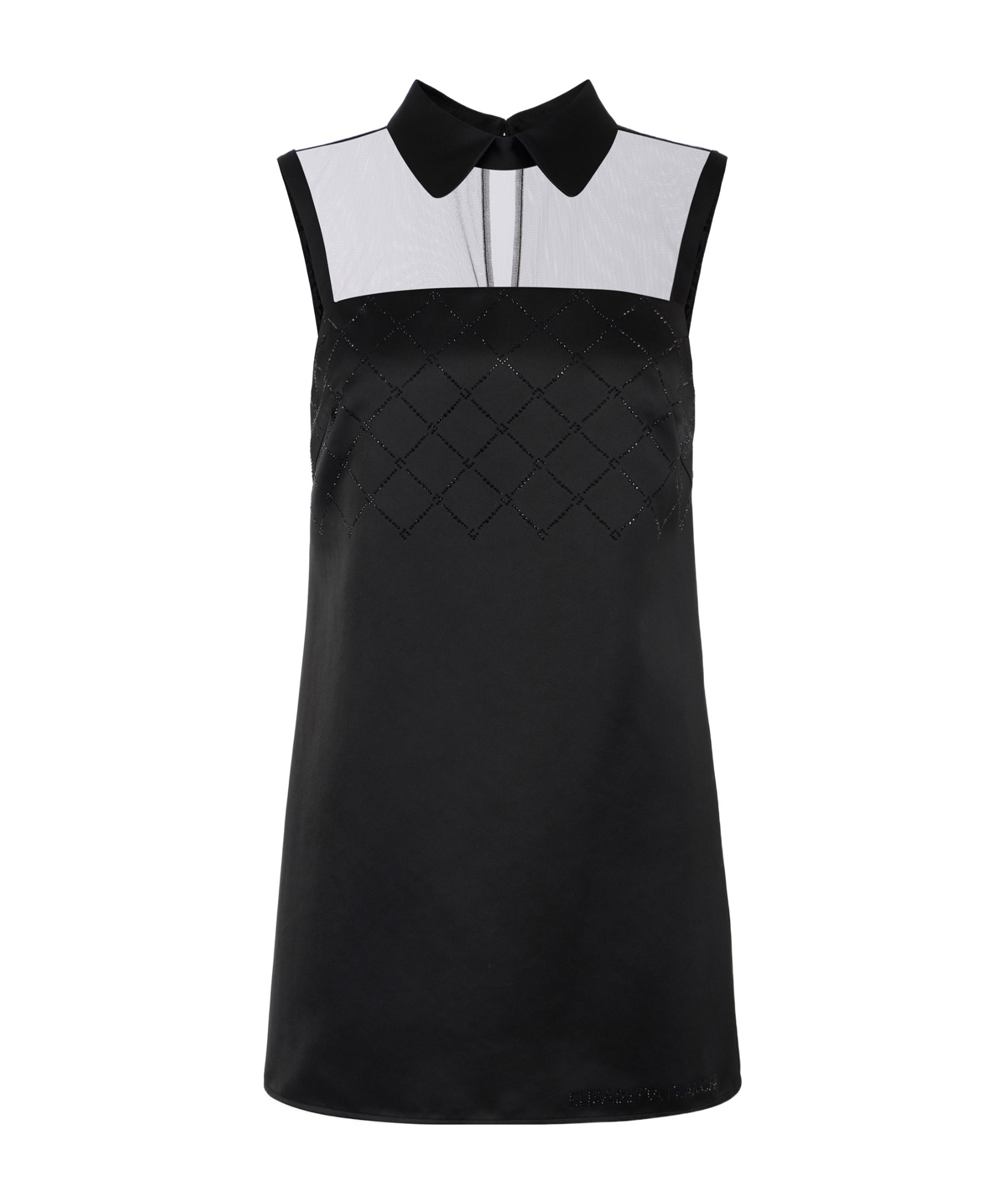 Elisabetta Franchi Dress With Embroidery And Sheer Panel In Black