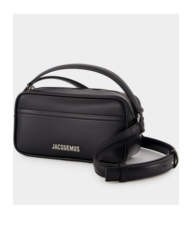Shop Jacquemus Zippered Shoulder Bag In Black