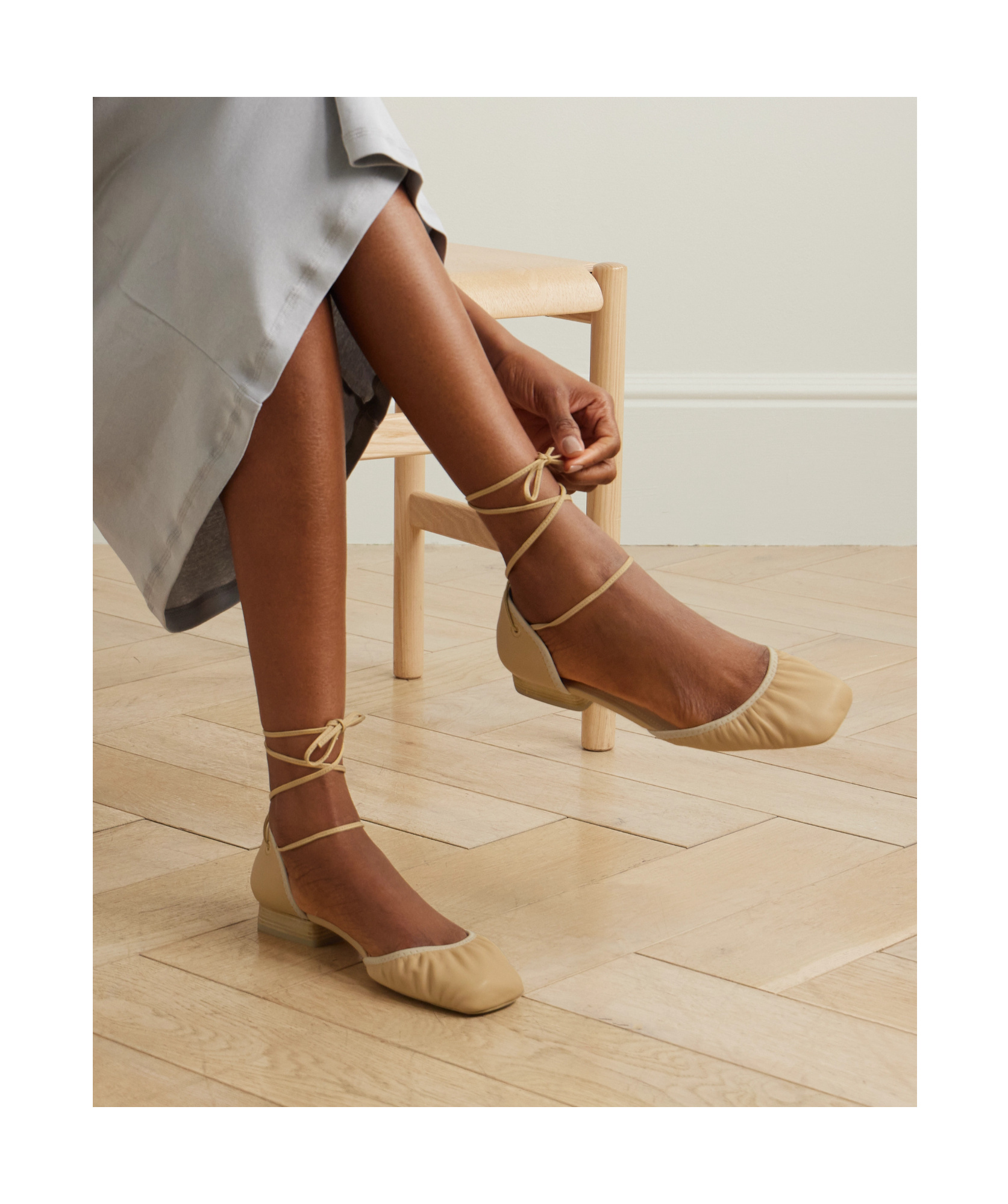 Lemaire Yellow Micro Ballerina Heeled Sandals In Nude