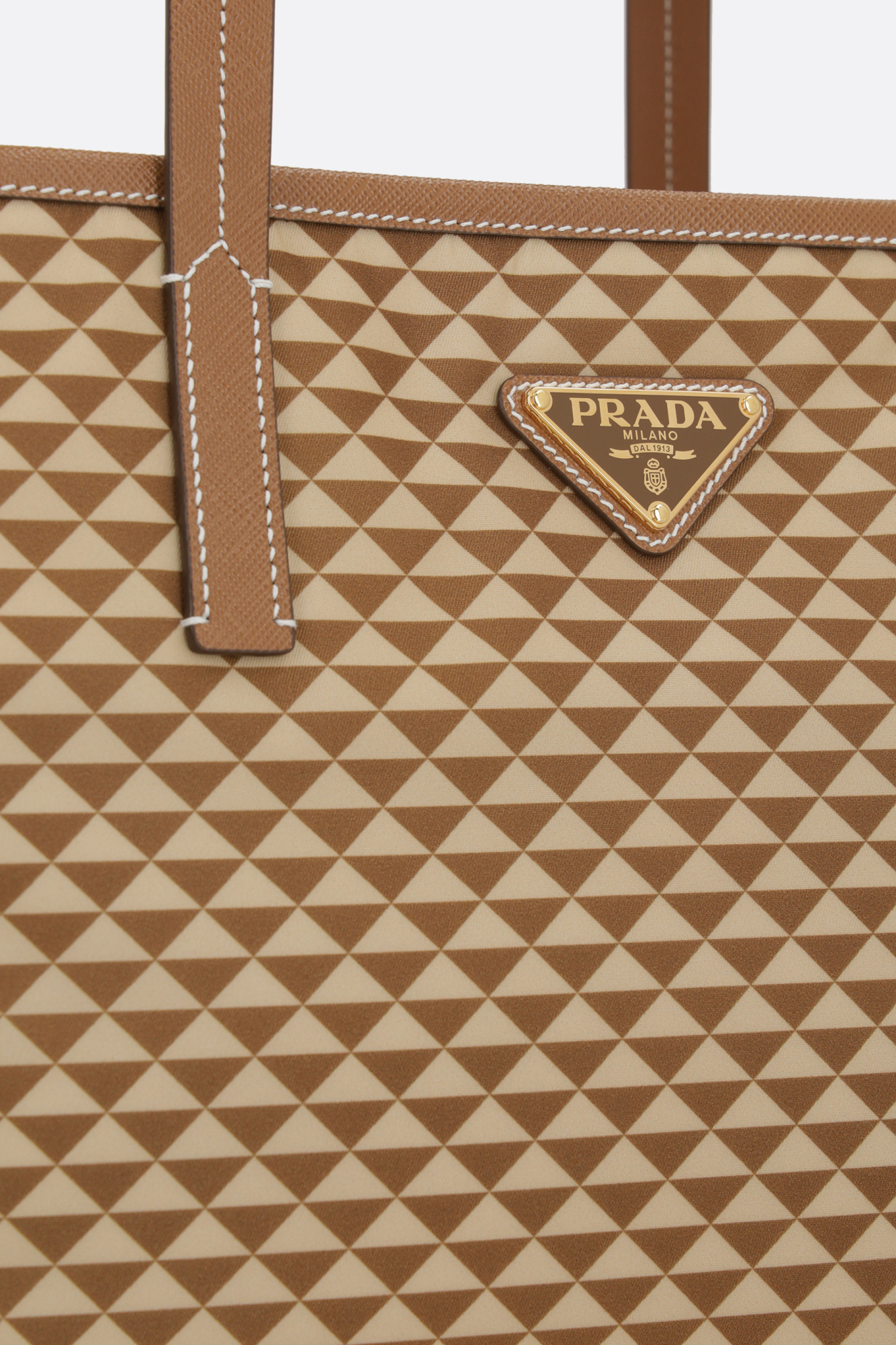 Prada Re-nylon Printed Handbag In Brown