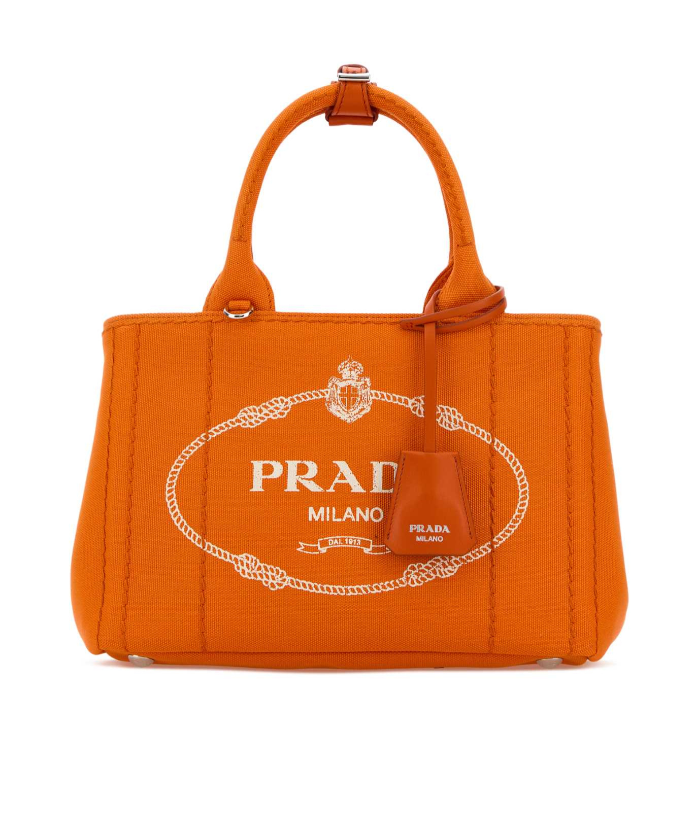 Prada Jardinière Logo Detailed Tote Bag In Orange