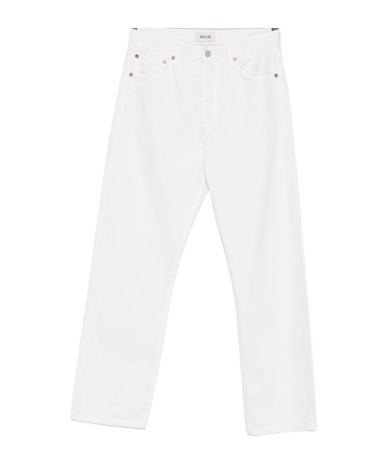 Agolde Five-pocket Denim Trousers In White