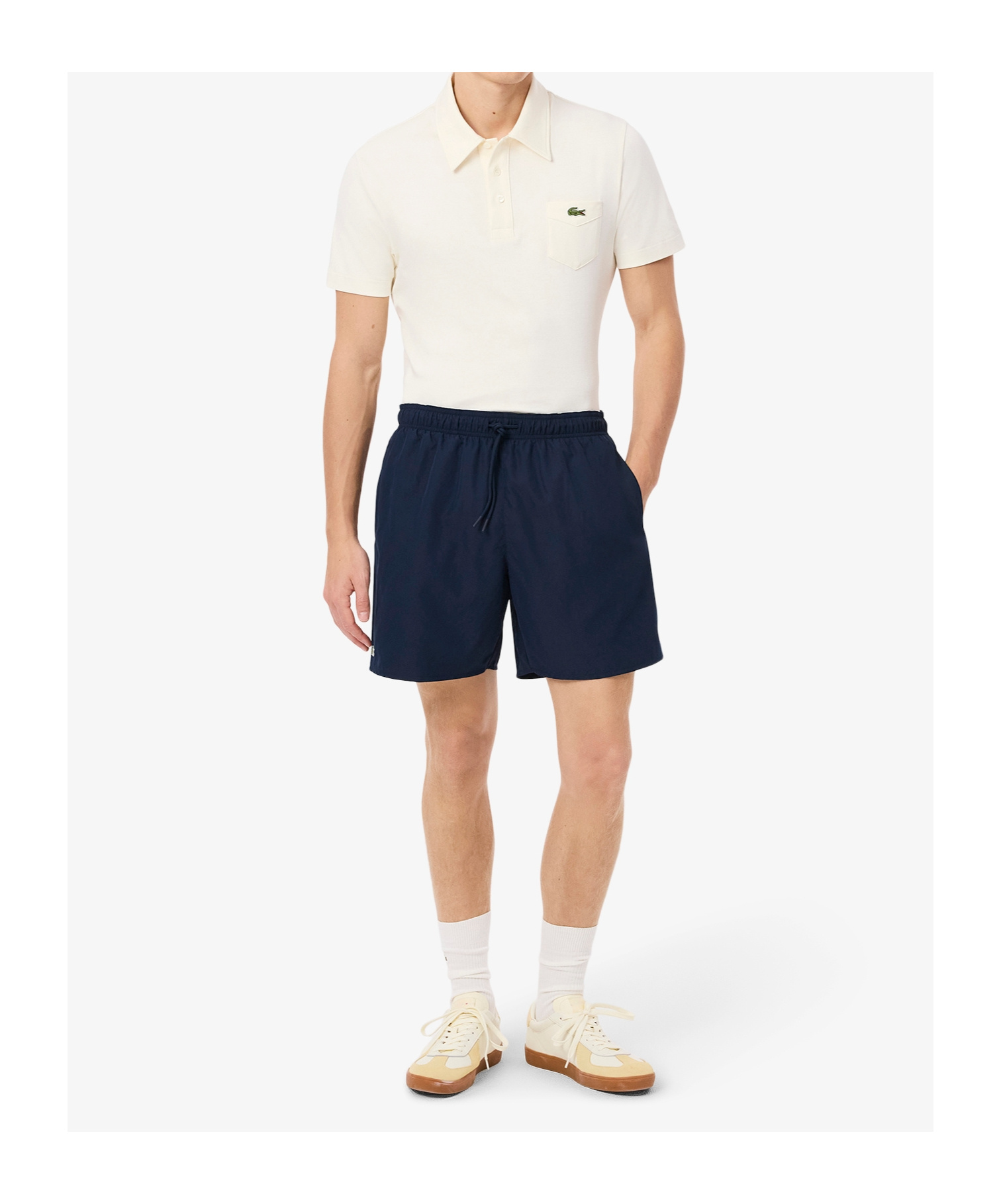 Shop Lacoste Monochrome Swim Shorts In Navy Blue/green