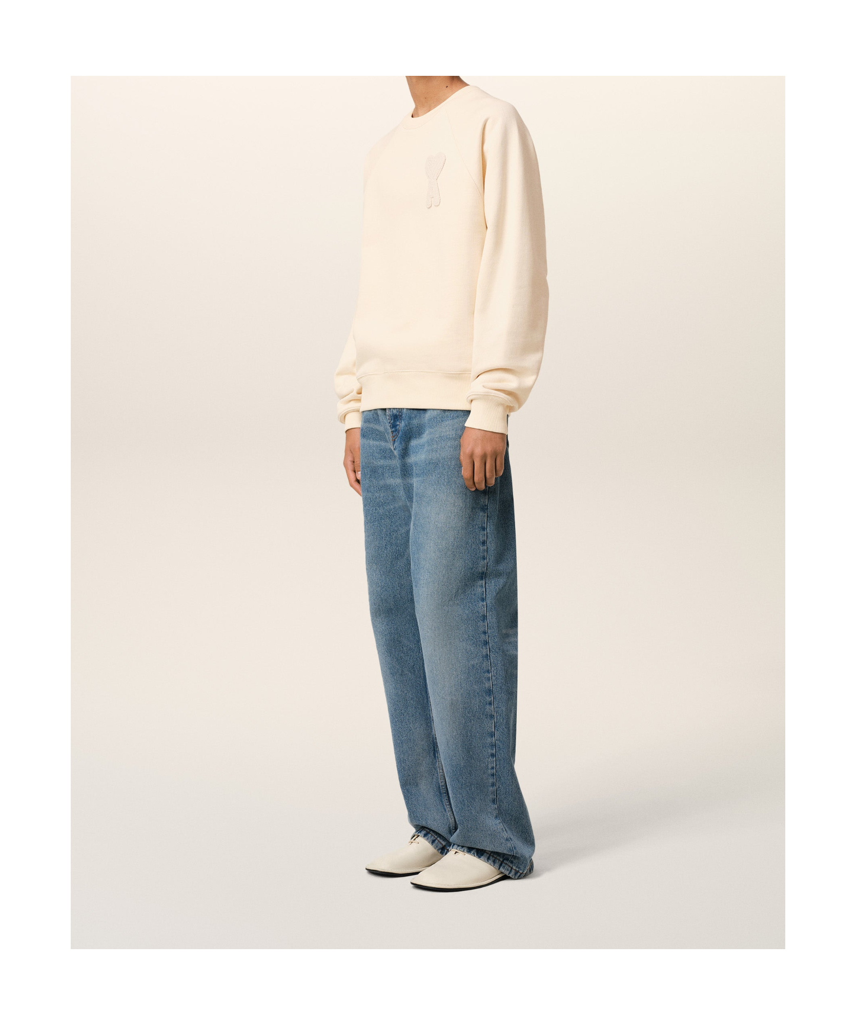 Shop Ami Alexandre Mattiussi Ami Paris Ami De Coeur Crewneck Sweatshirt In Nude