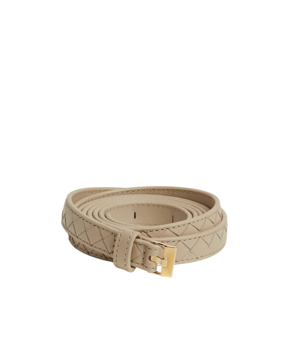 Bottega Veneta Woven Leather Belt With Polished Gold Tone Buckle