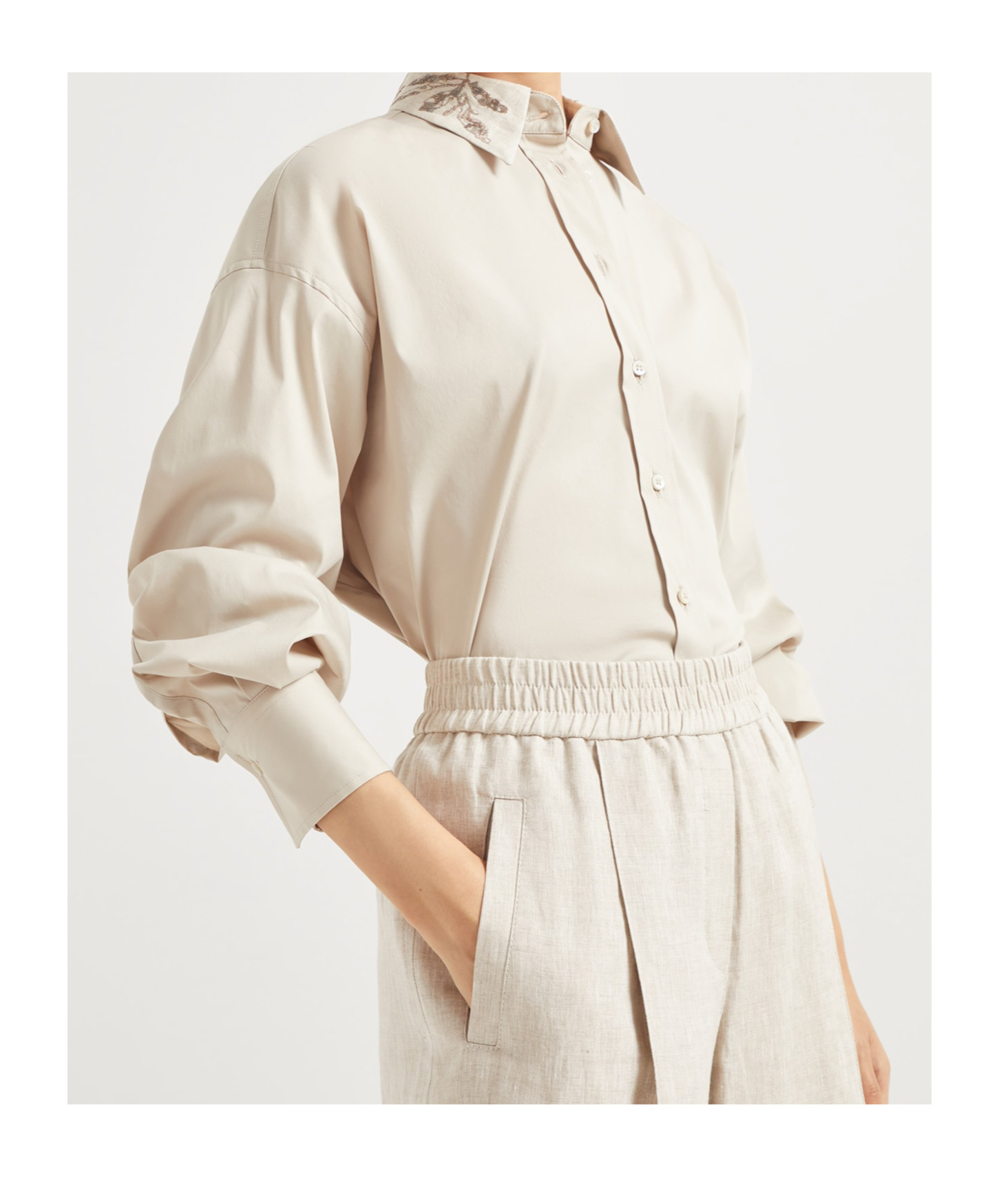 Brunello Cucinelli Linen Trousers In Nude