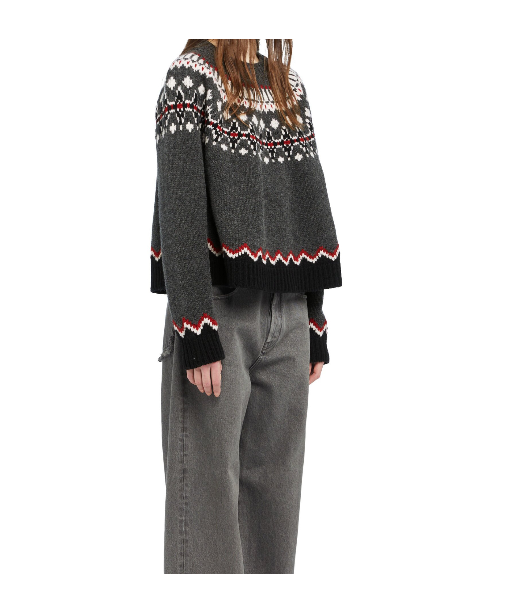 Alanui Sweet Winter Wool Crewneck Jumper In Gray
