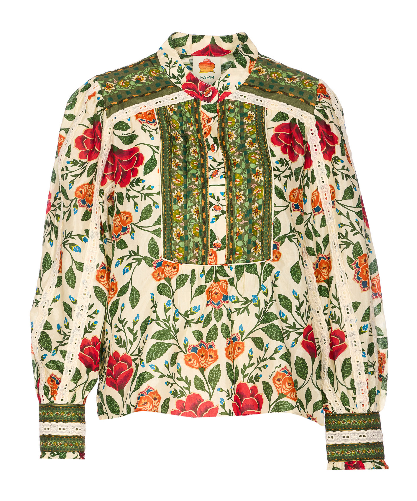 Farm Rio Garden Tapestry Print Popover Shirt