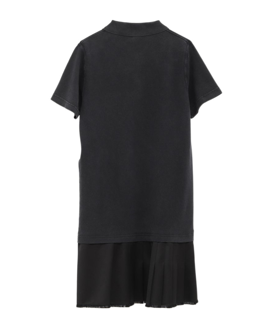 Balenciaga Black Layered Dress With Polo Shirt Style Collar And Safety Pin Detail In Cotton Woman In Black