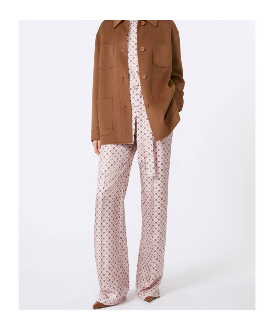 Max Mara Straight-fit Printed Silk Trousers In Pink