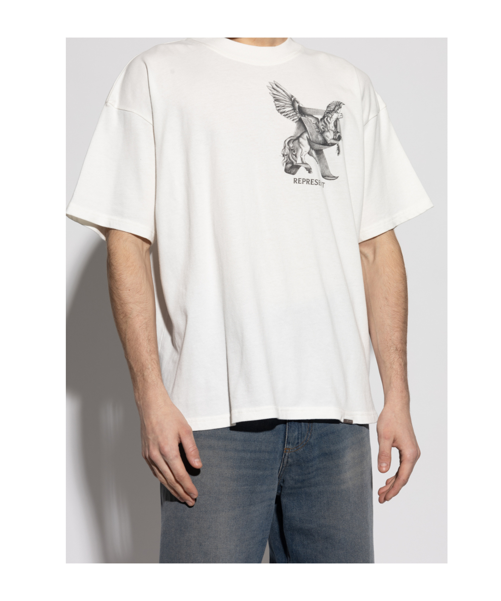 Represent White T-shirt With Graphic Print On The Front And Back In White