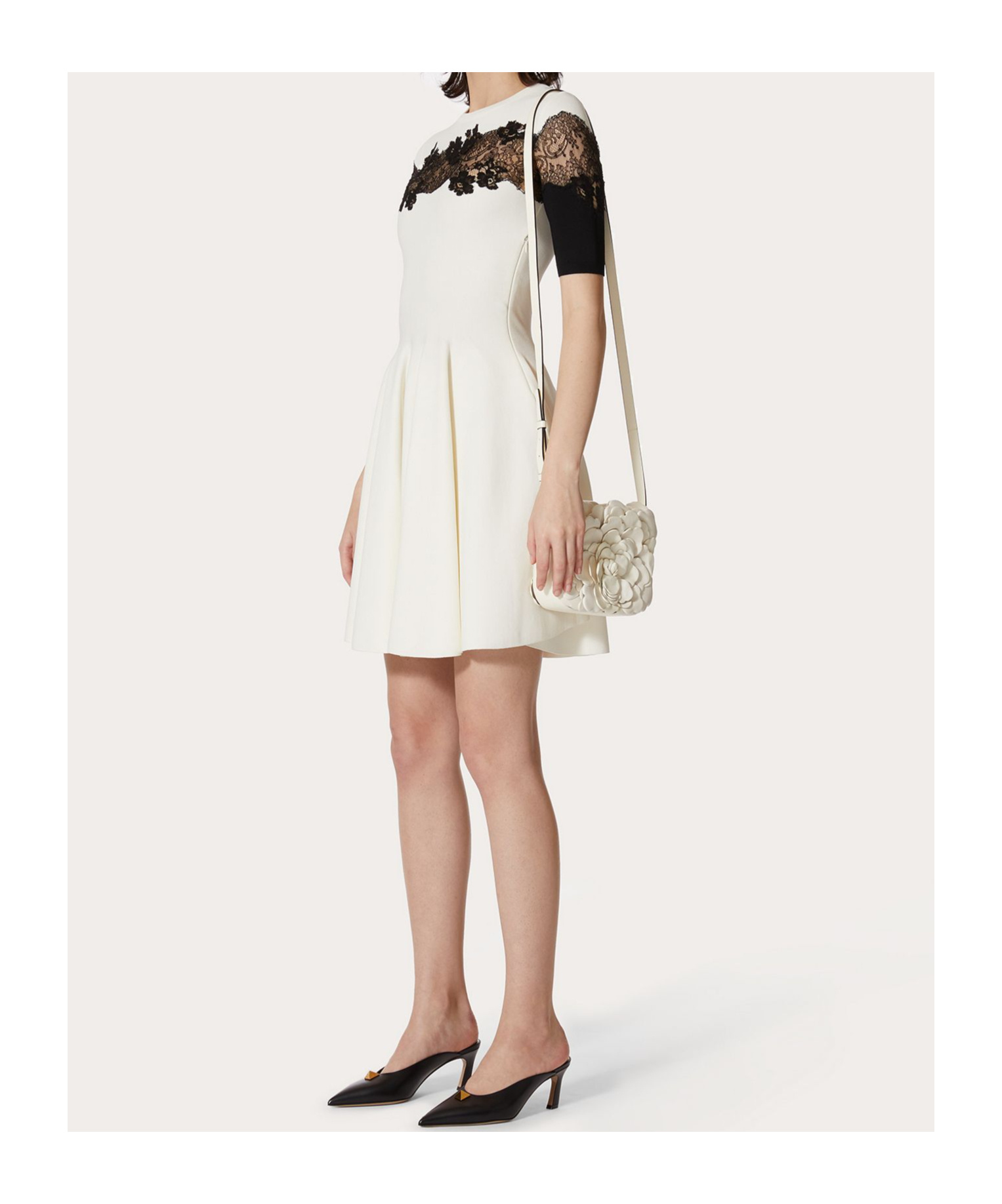 VALENTINO LACE-PANEL A-LINE DRESS 