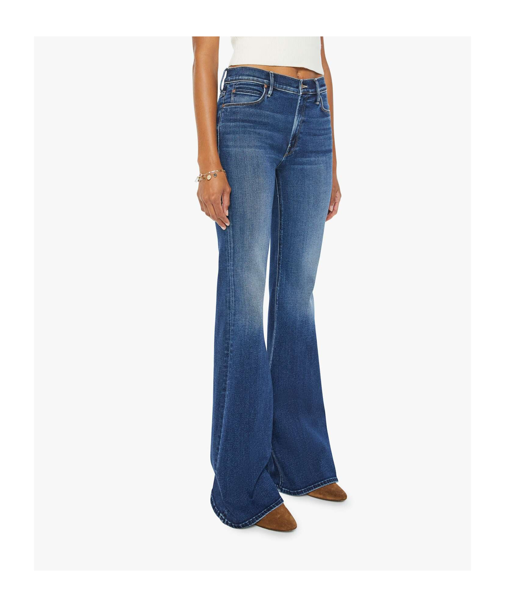 Mother The Dodger Prep Ankle Yee Haw Wide Leg Jean In Blue