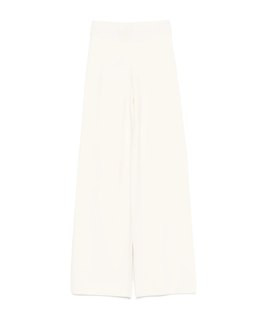 Max Mara Elastic Waistband Lightweight Wide Leg Trousers In Neutral