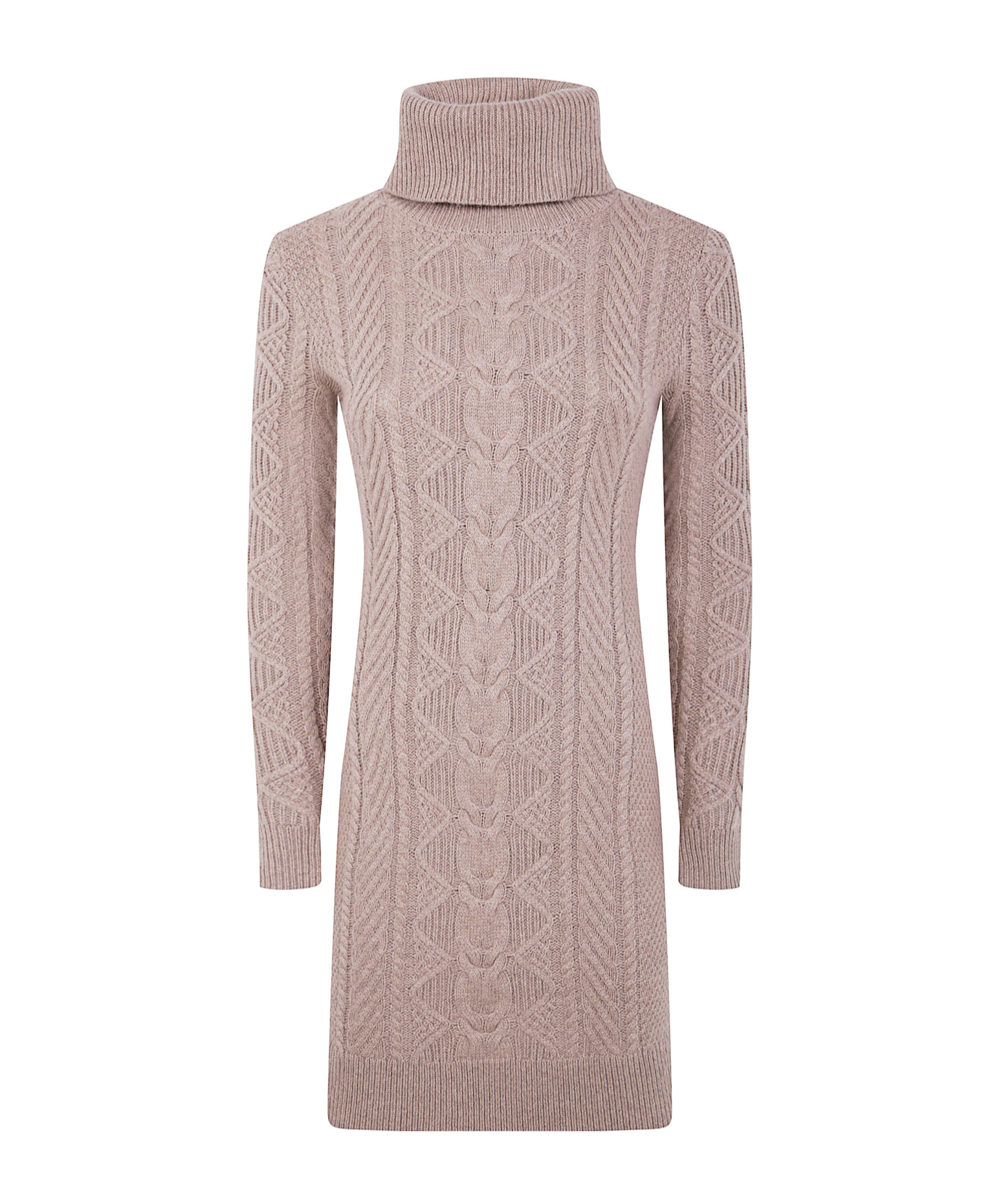 Ralph Lauren Cable-knit Turtleneck Mini Dress In Pink