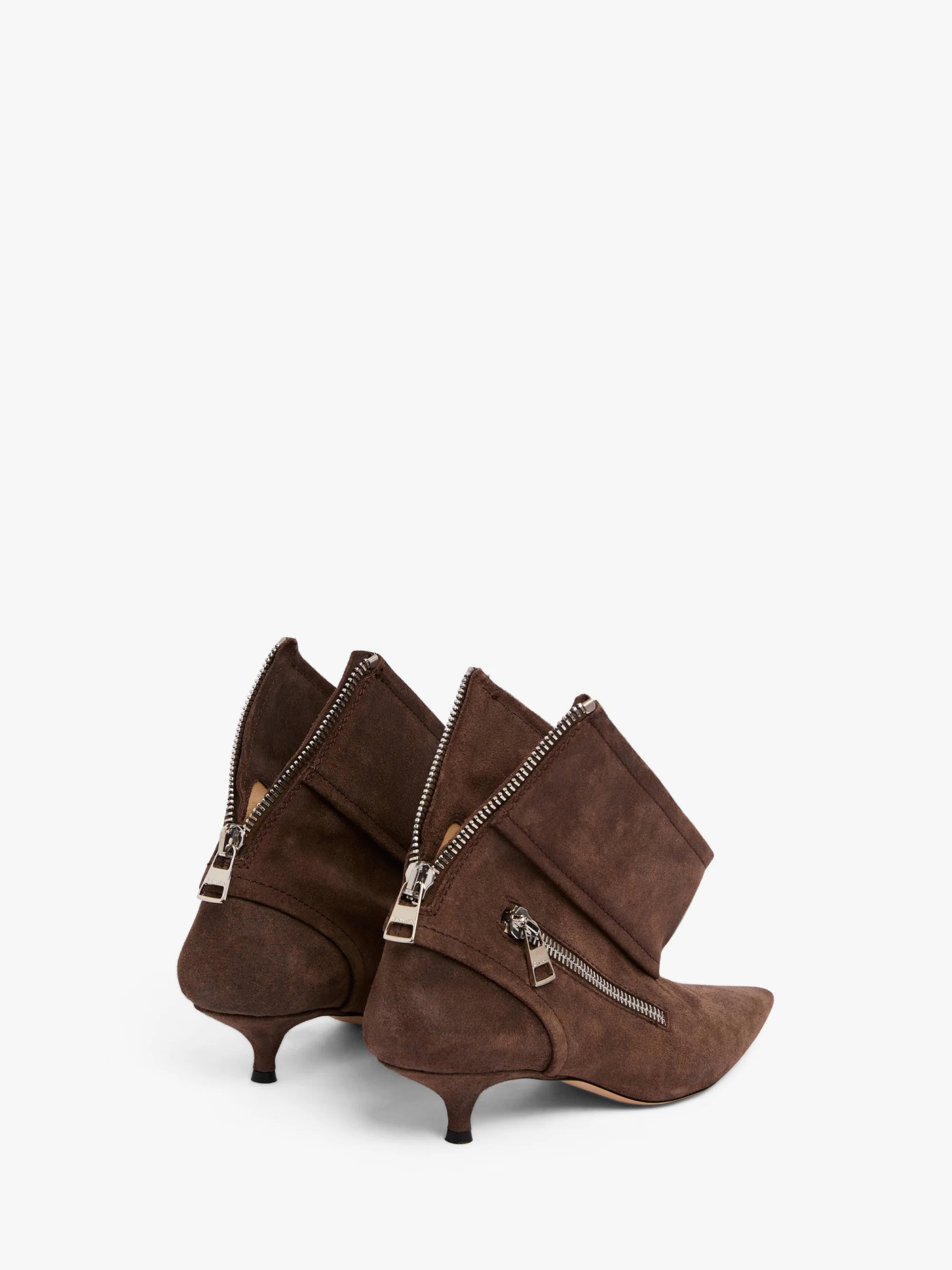 Jw Anderson Biker Suede Kitten-heel Booties In Brown