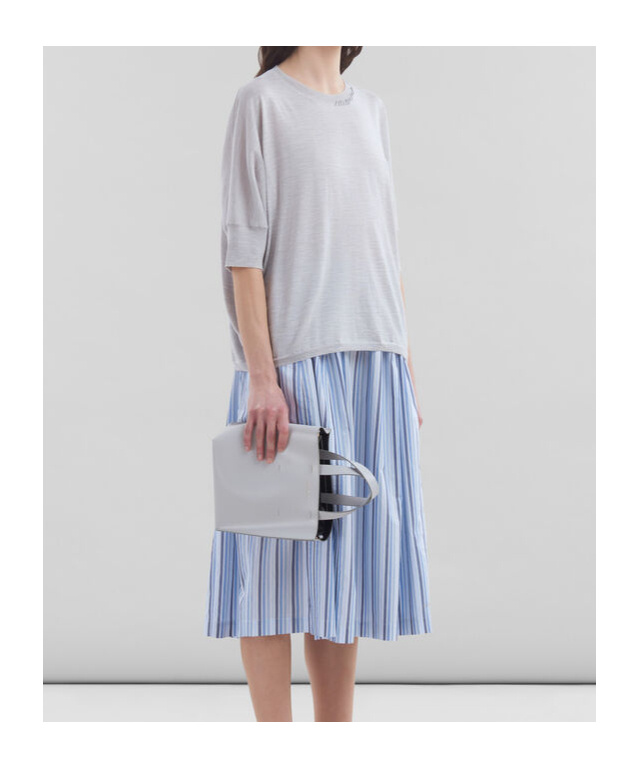 Marni Blue Wool-silk Half-sleeve Jumper With Mending