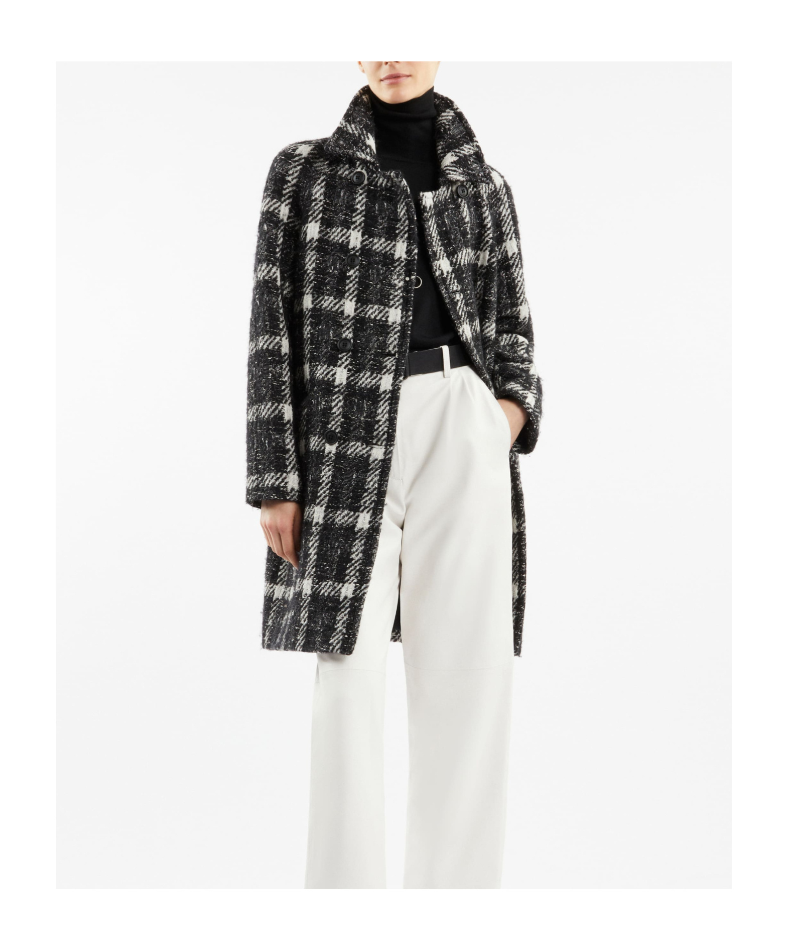 Fay Double-breasted Coat In Black