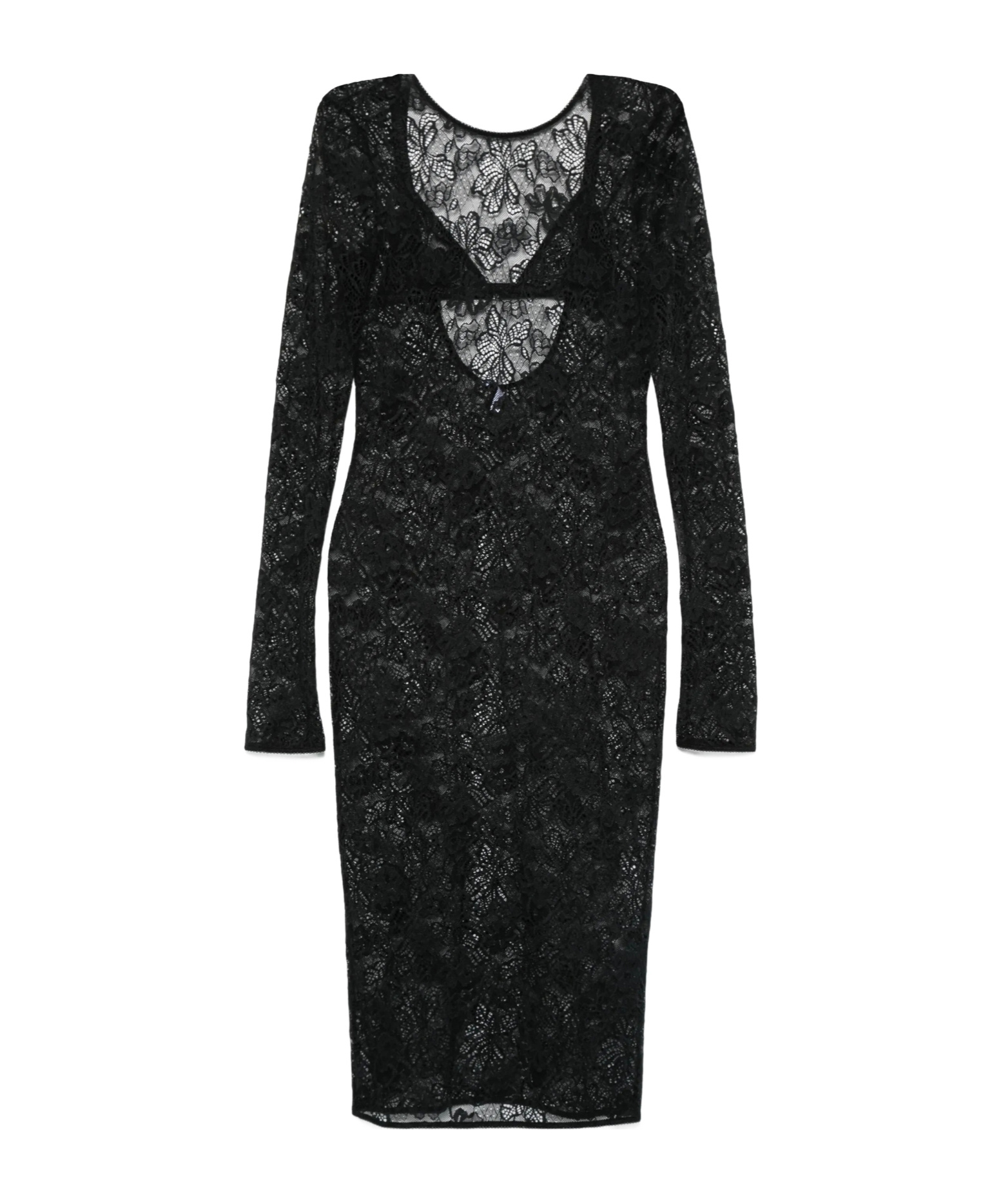 Patrizia Pepe Lace Midi Dress In Black