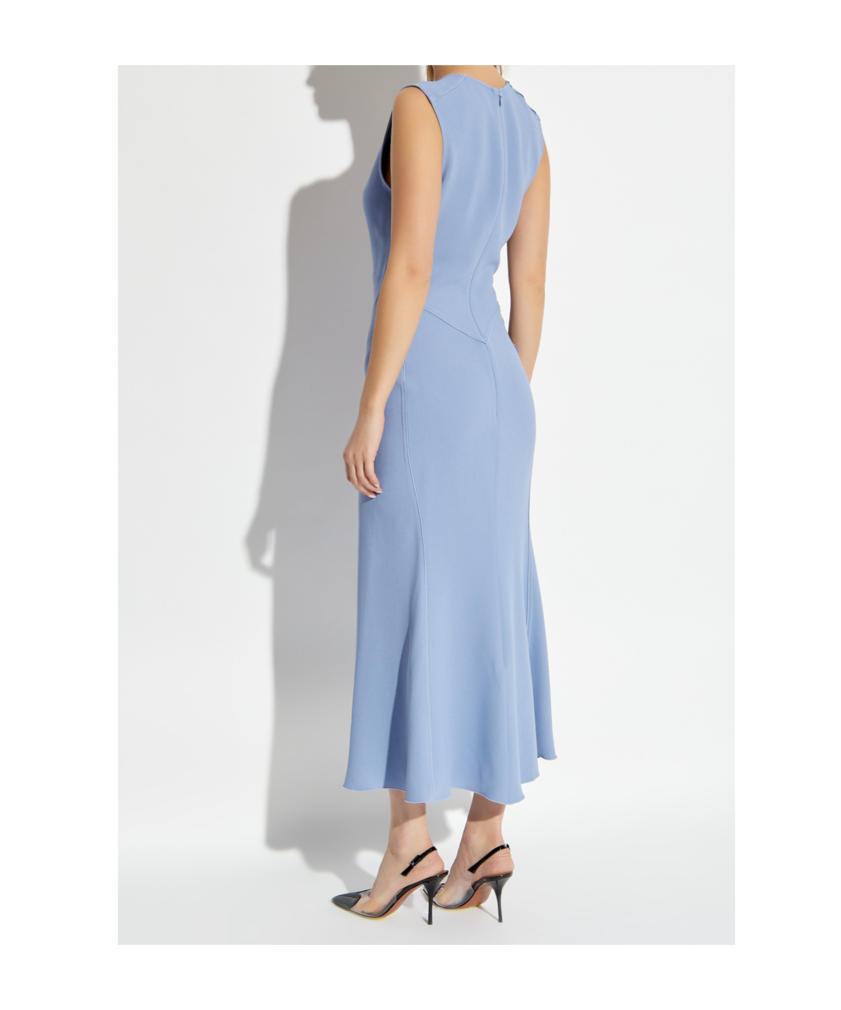 Victoria Beckham Asymmetric Short-sleeve Dress In Blue
