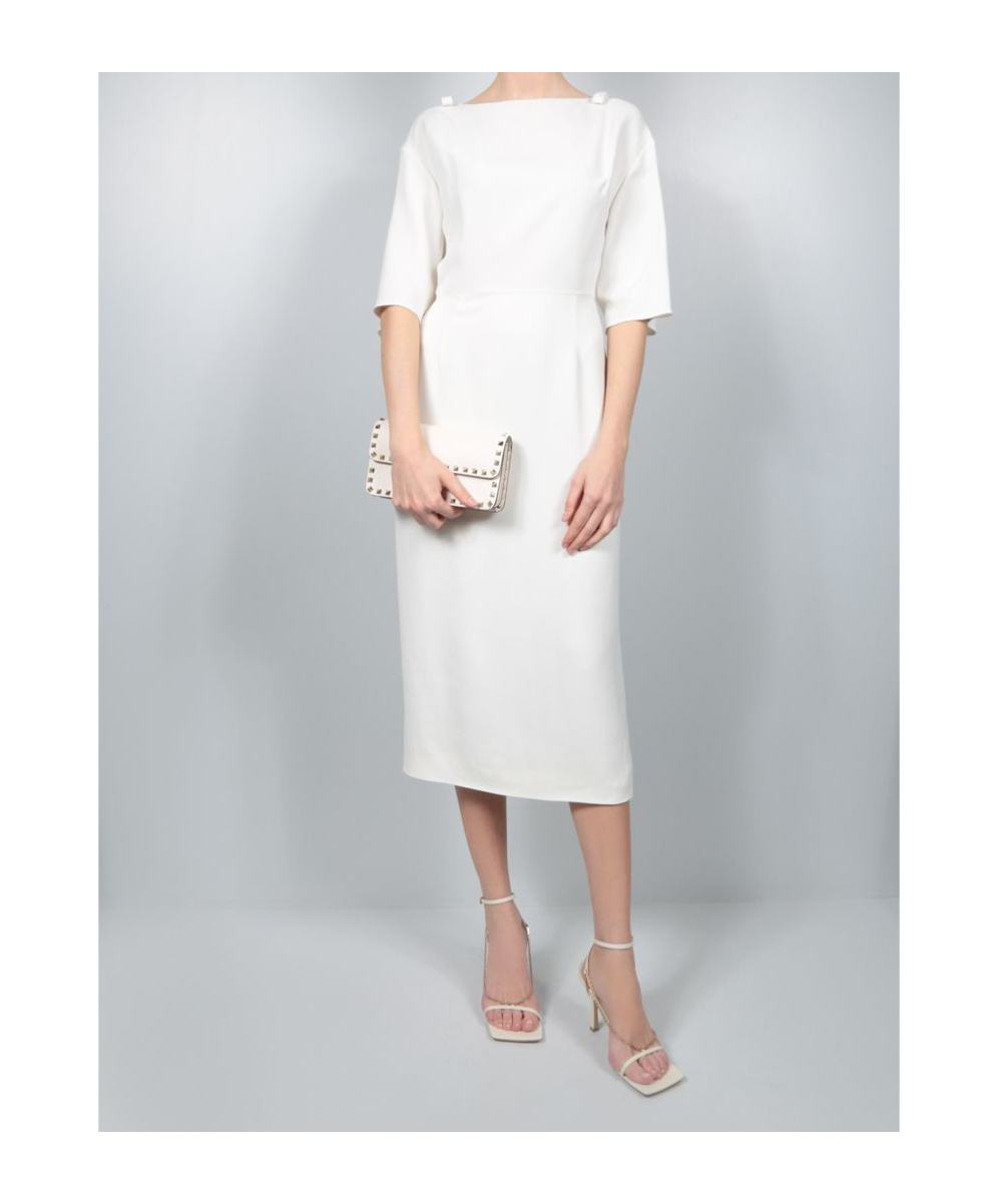 Valentino Bow-detail Mid-length Dress In White