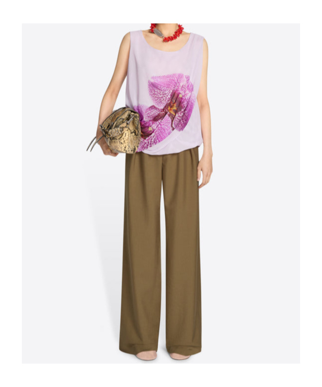 Dries Van Noten Silk Tank Top In Purple-red