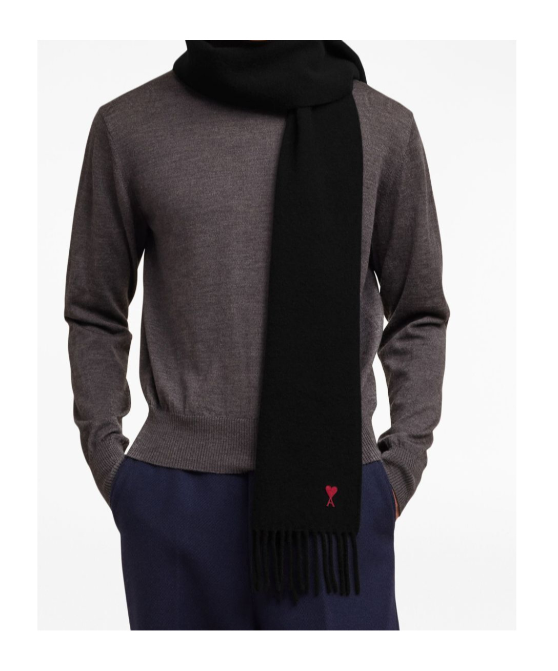 Ami Alexandre Mattiussi Ami Ami De Coeur Knitted Scarf In Black