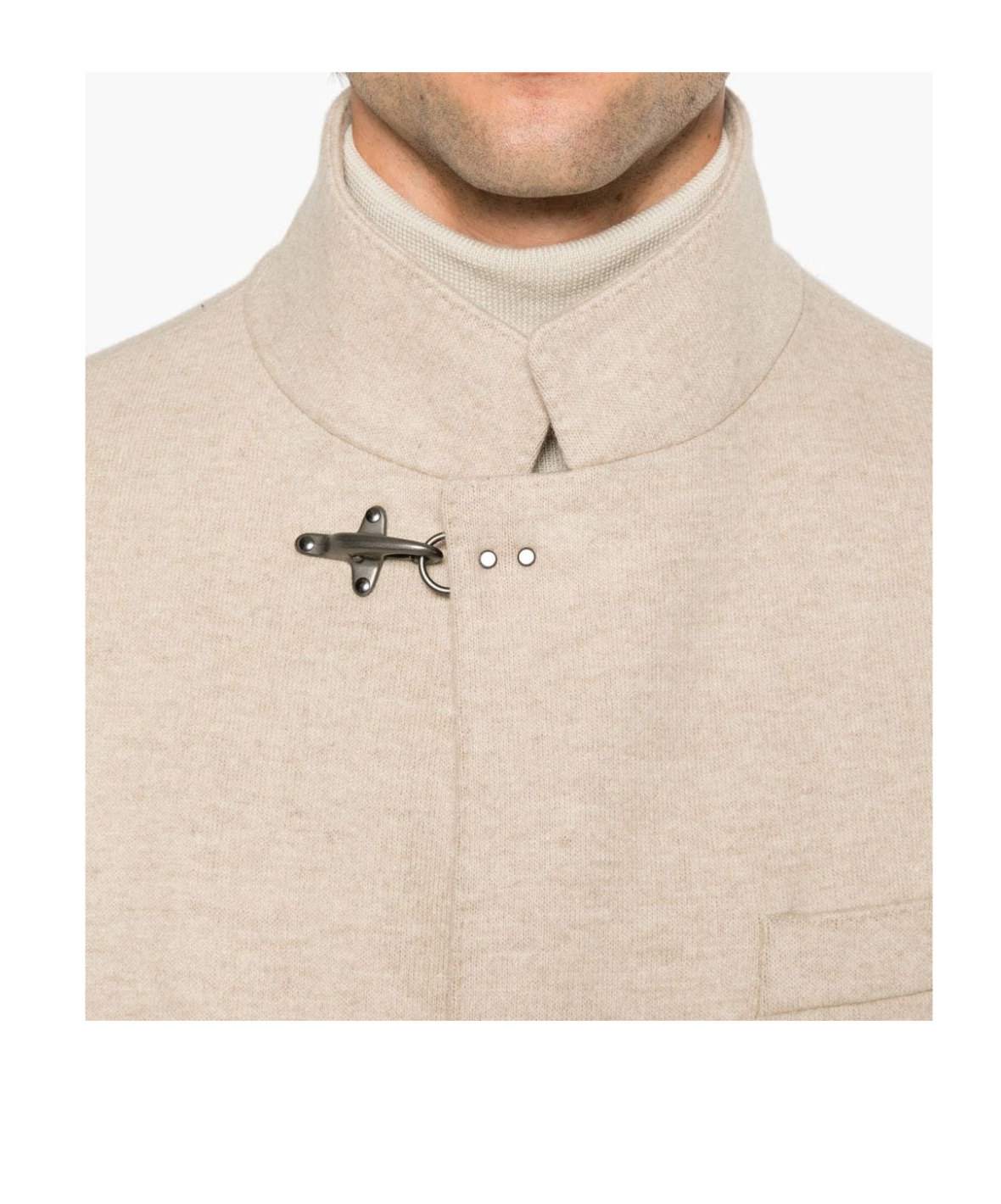 Fay Wool Blend Double-breasted Coat With High Neck In Nude