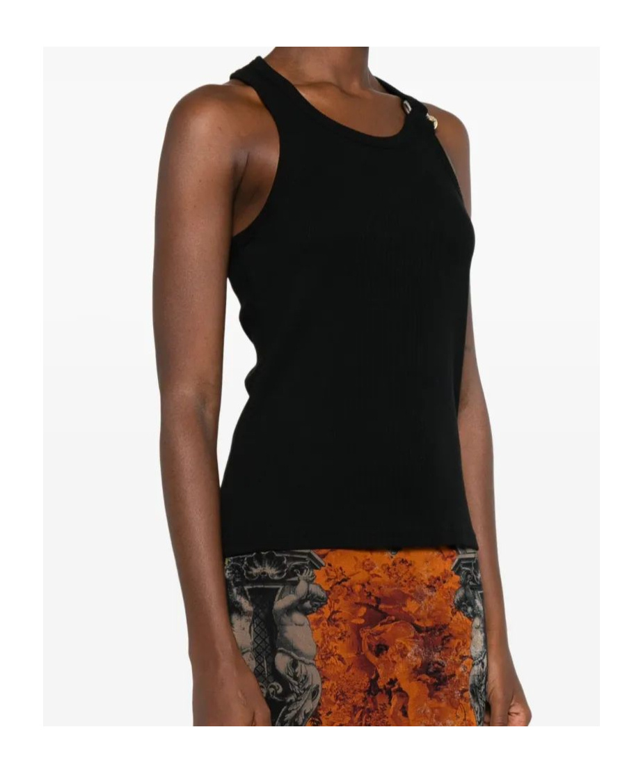 Jean Paul Gaultier Tank Top With Gold-tone Hardware And Ribbed Texture In Black