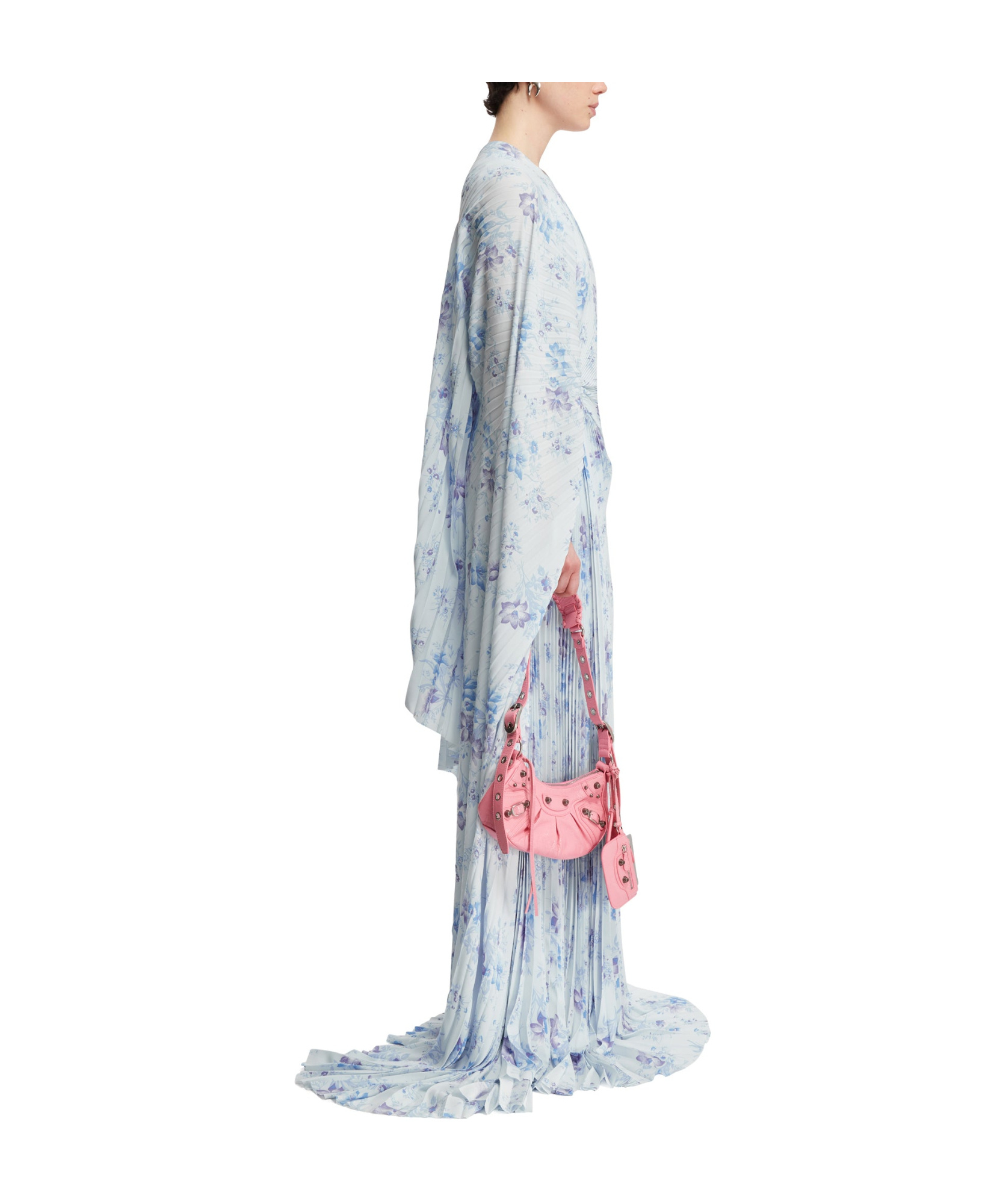 Balenciaga Floral-print Circle Pleated Dress In White