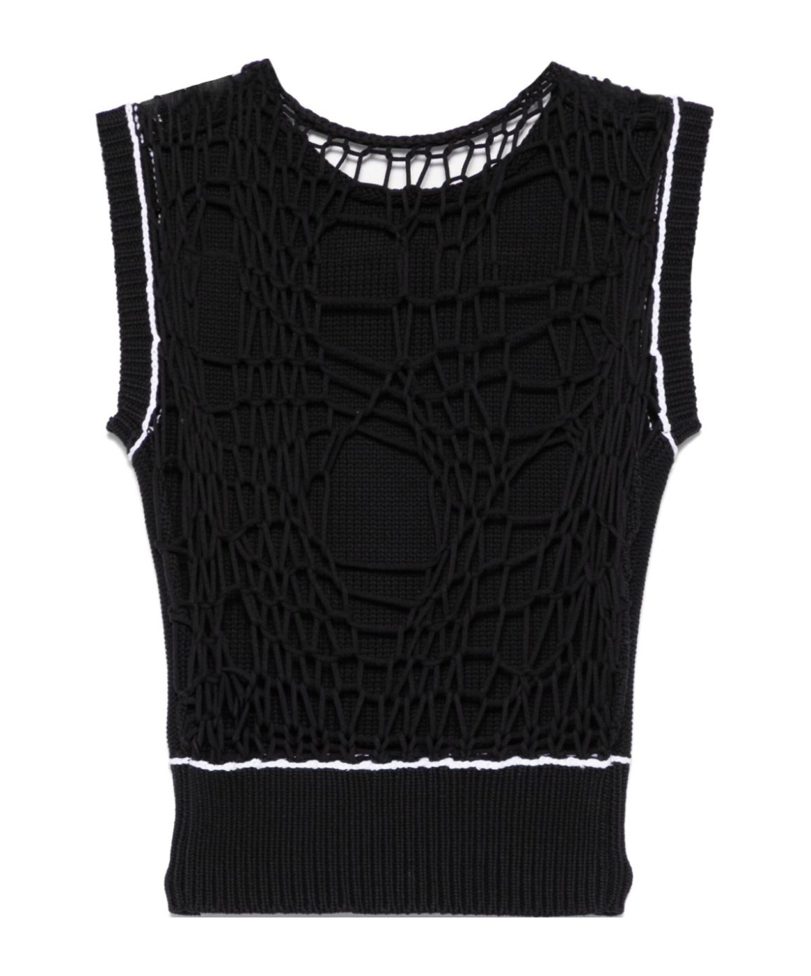 Shop Mm6 Maison Margiela Open-knit Vest In Black