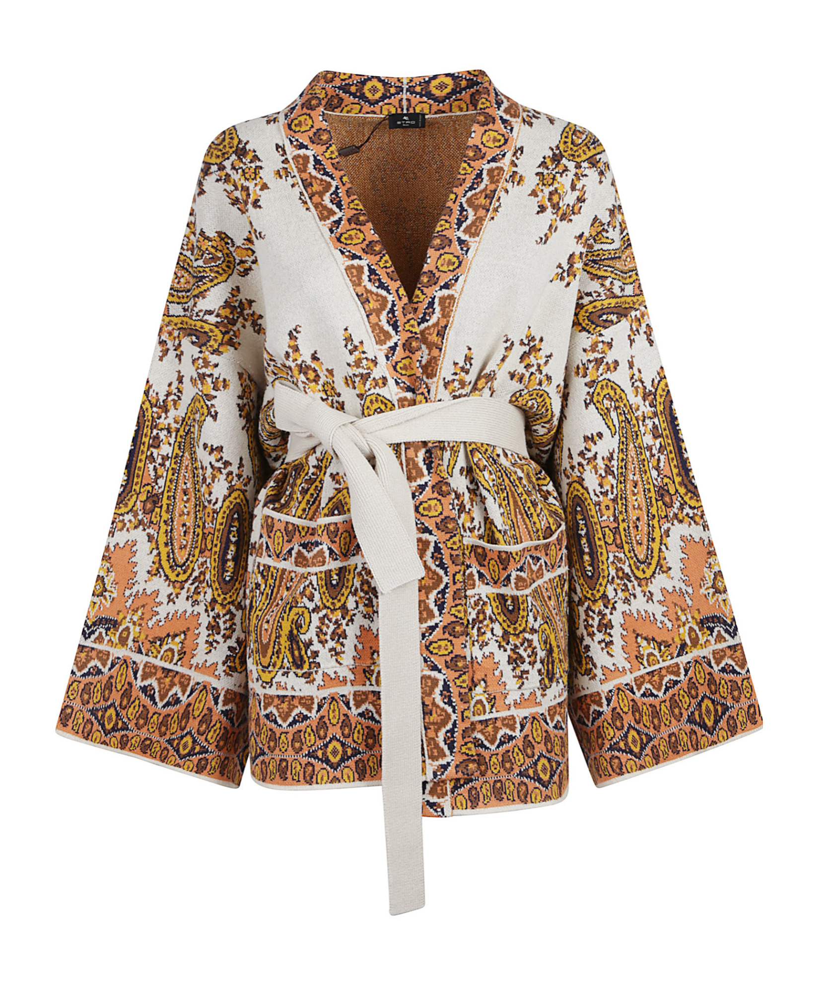 Etro Long-sleeved Knitted Cardigan In Brown
