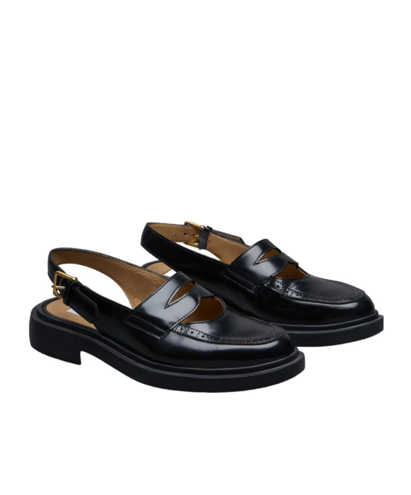 Thom Browne Cut Out Slingback Penny Loafer In Black