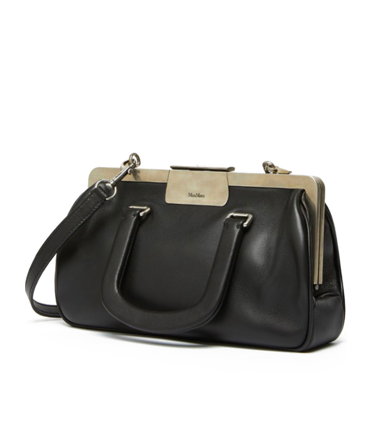 Max Mara Leather Handbag Small Clasps In Black