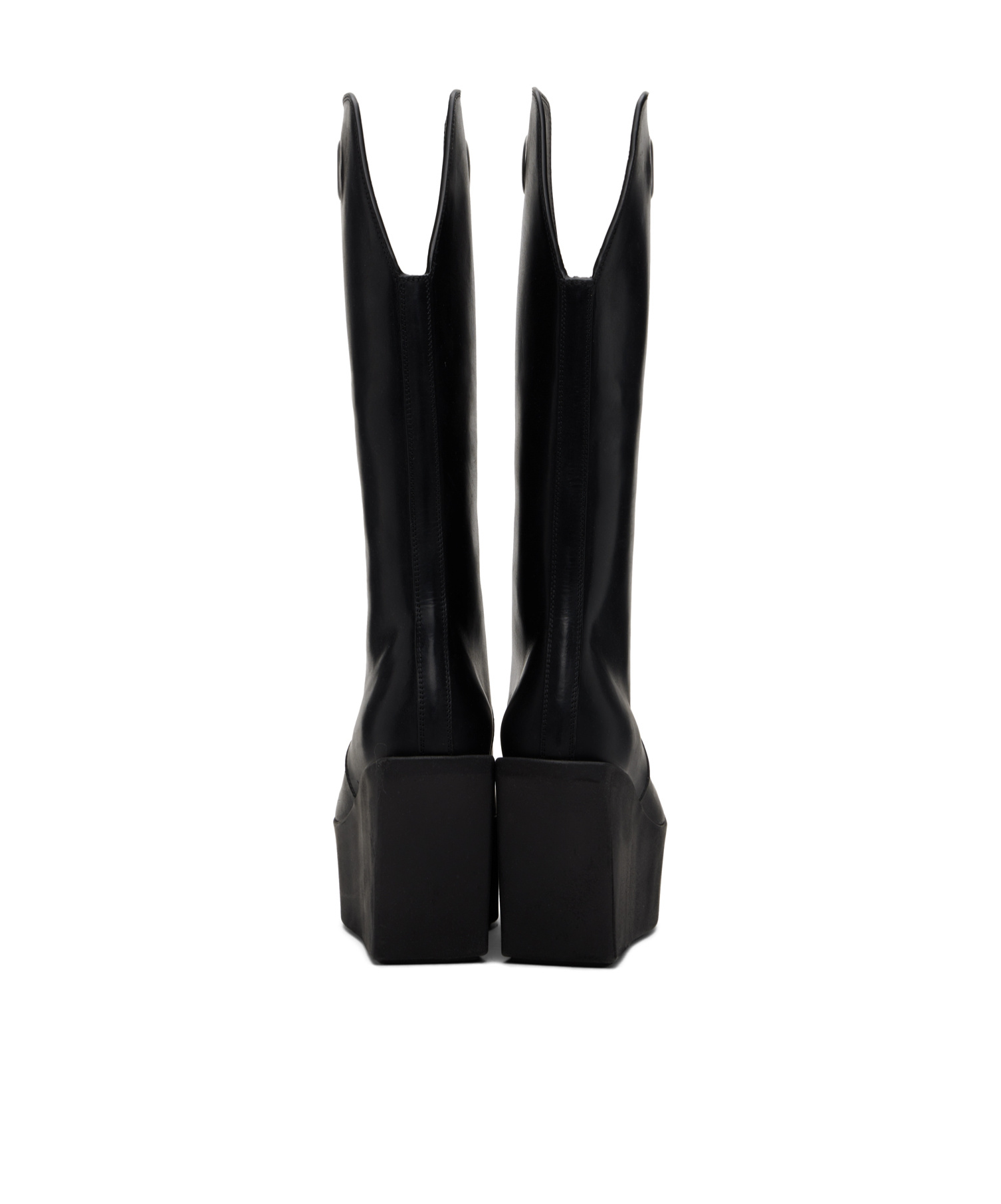 Rick Owens Black Sliver Platform Kowboy Boots In Black