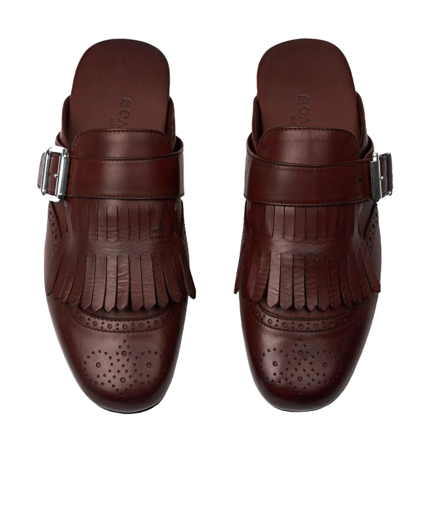 Scarosso Gemma Fringed Mule Flat Shoes In Multi