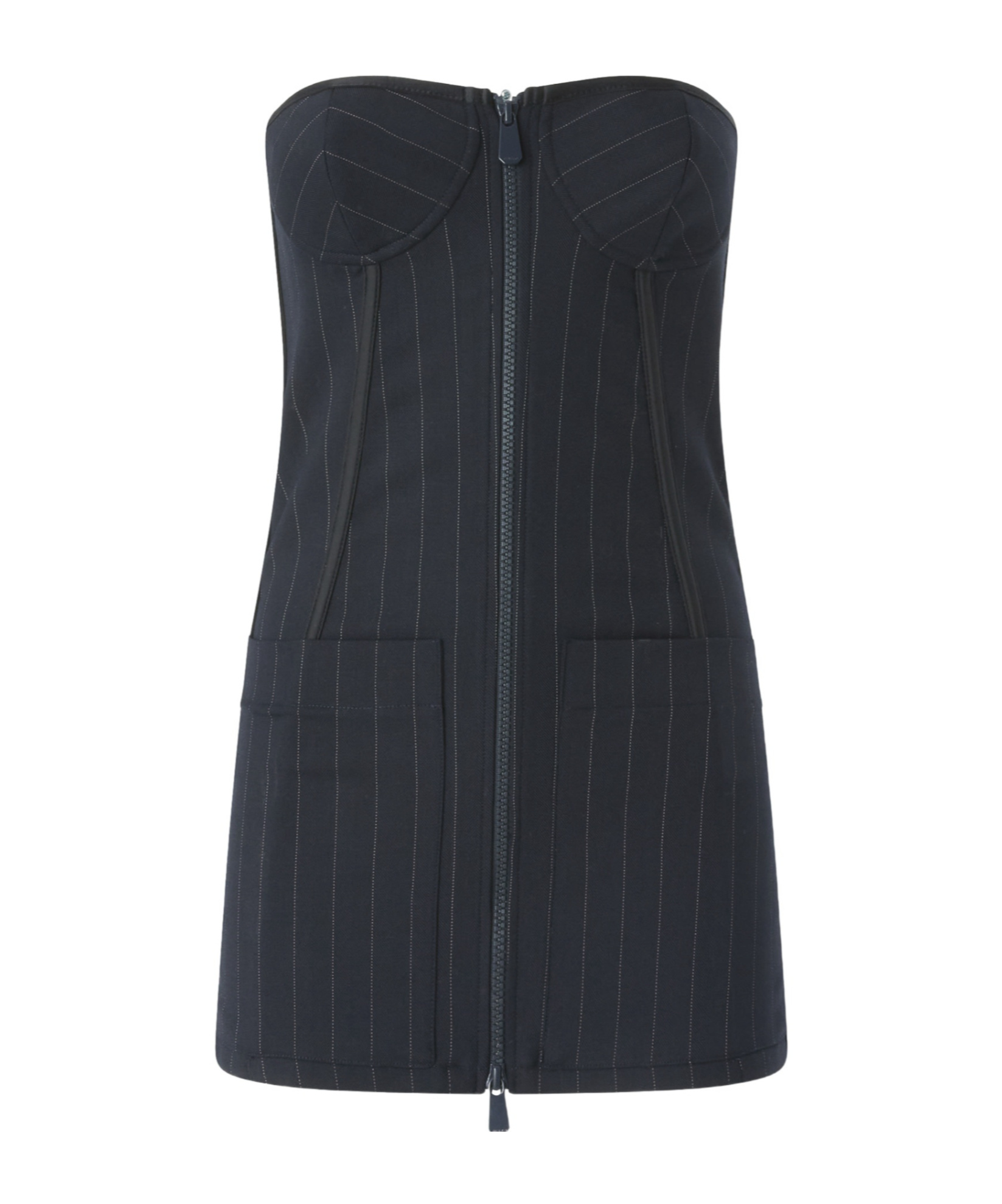 Pinko Pinstripe Poly Wool Bustier Top In Black